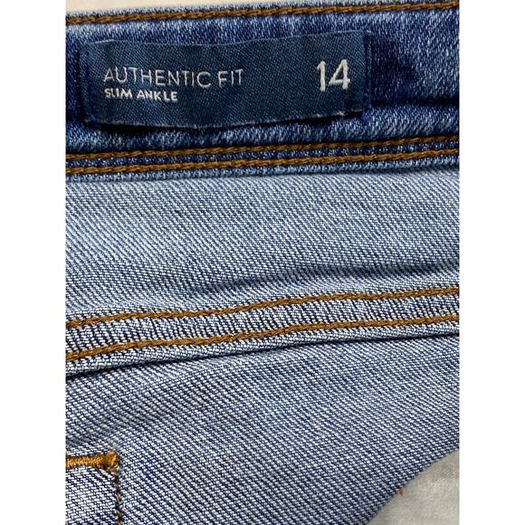 J. Jill Authentic Fit Slim Ankle Patchwork Jeans Womens Sz 14 Boho Closet Staple - Picture 7 of 10